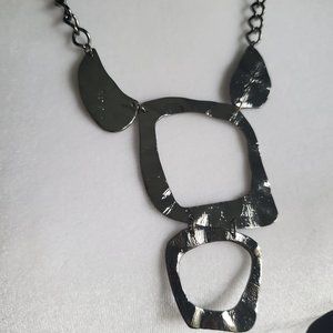 4 For $25 Large Modernist Statement Necklace Asymmetrical Hammered Geo Shapes